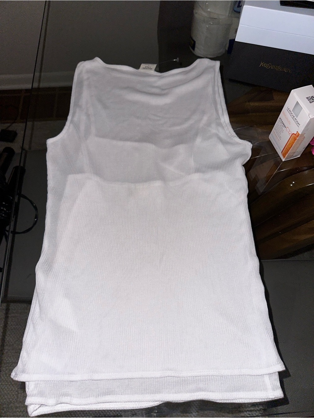 Abercrombie & Fitch White Ribbed Tank Top